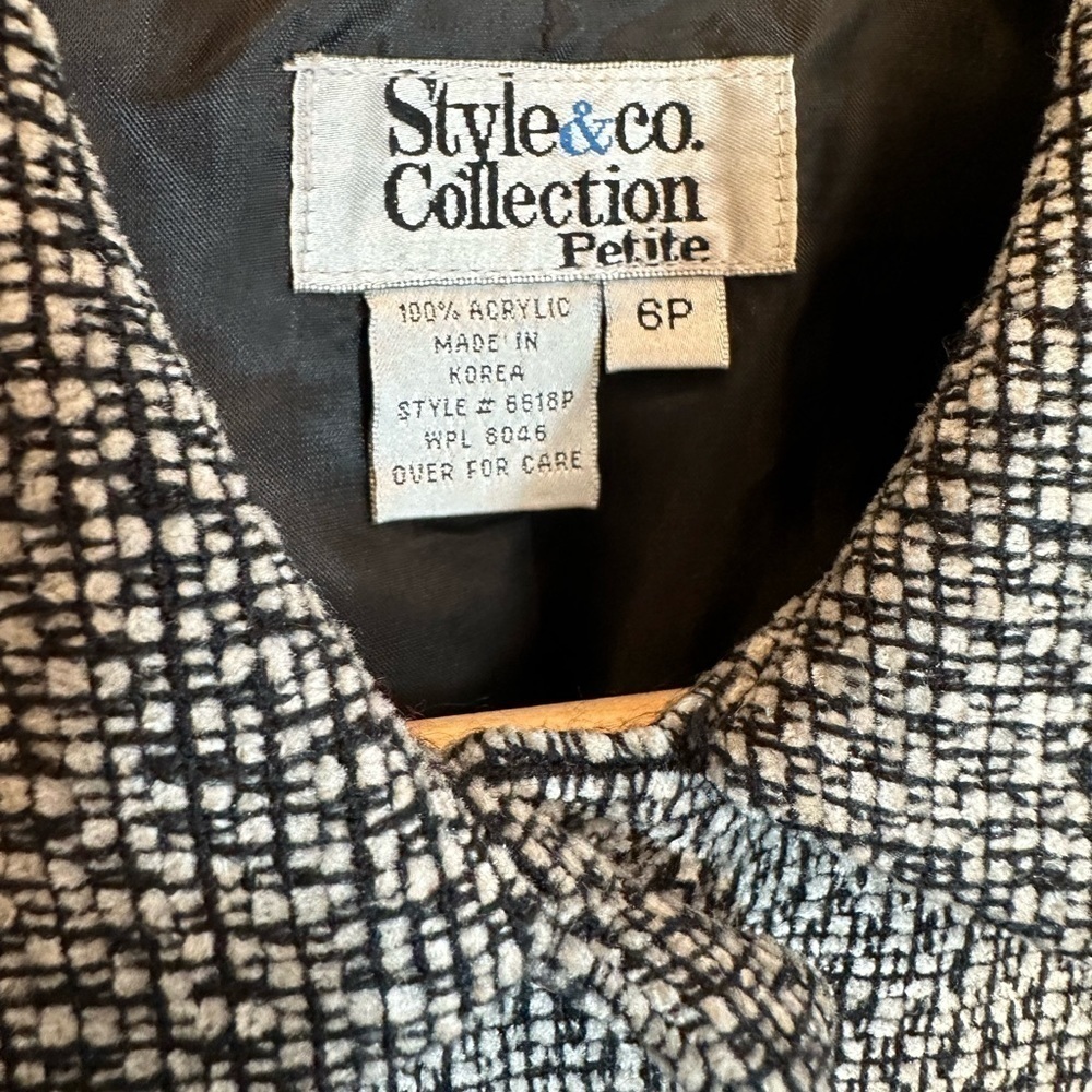 Style & Co Women’s Size 6P Black Cream Long Sleeve Tweed Jacket Blazer Workwear - Picture 3 of 11